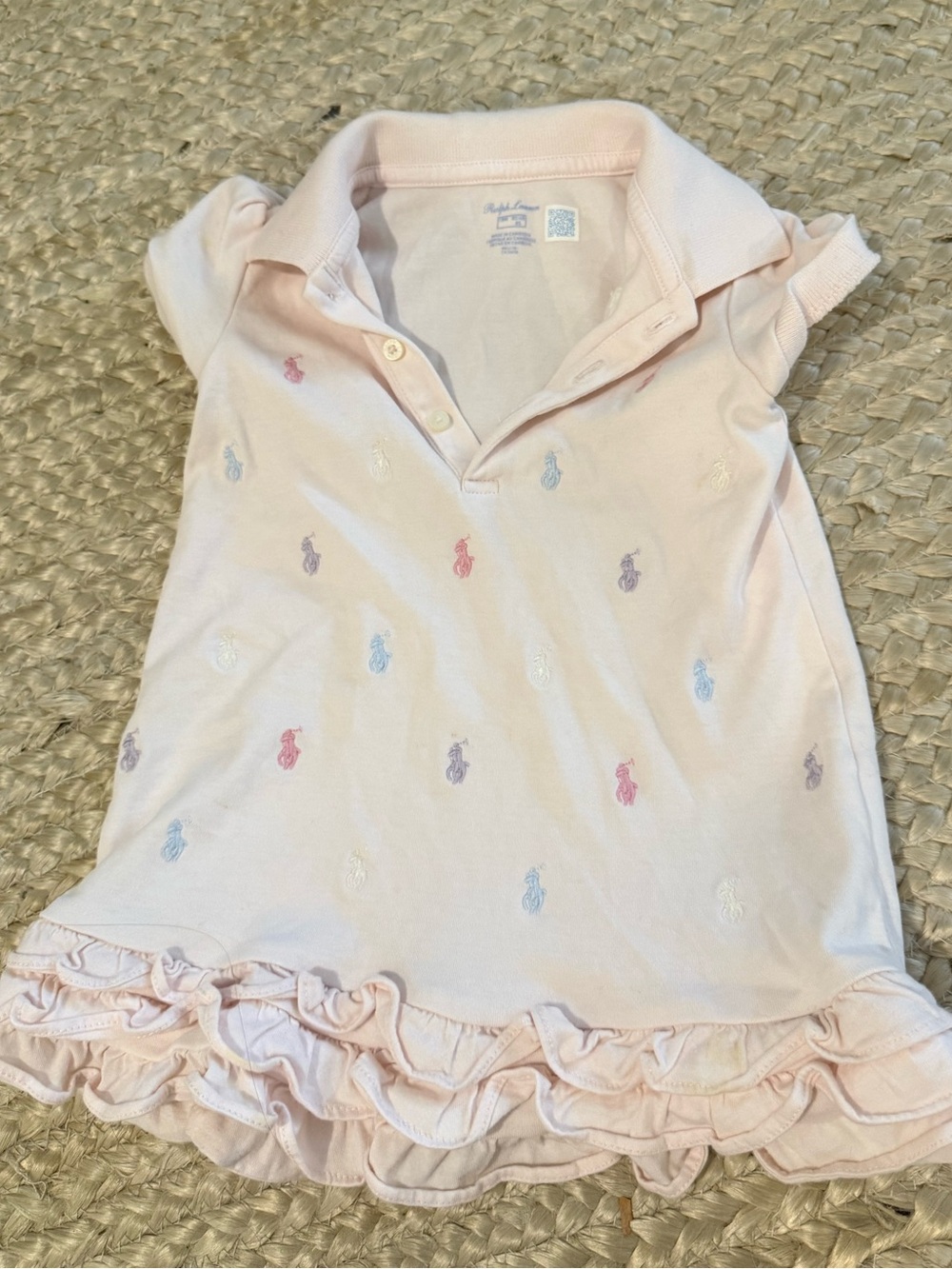 Ralph Lauren Light Pink Polo Dress with Multicolor Pony Embroidery 18 months